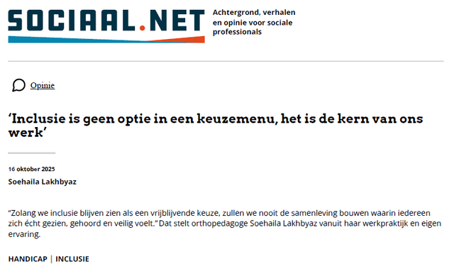 Soehaila Lakhbyaz Inclusie is geen optie in een keuzemenu het is de kern van ons werk Opinie Sociaal net